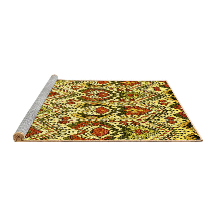 Sideview of Machine Washable Abstract Yellow Modern Rug, wshabs341yw