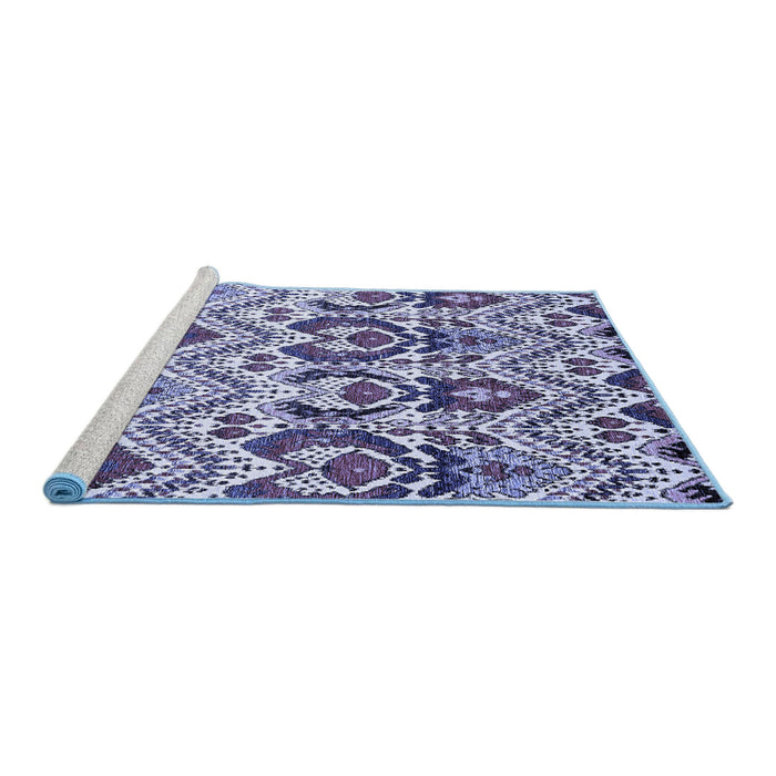 Sideview of Machine Washable Abstract Blue Modern Rug, wshabs341blu