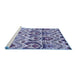 Sideview of Machine Washable Abstract Blue Modern Rug, wshabs341blu