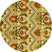 Round Abstract Yellow Modern Rug, abs341yw