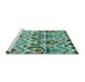 Sideview of Machine Washable Abstract Turquoise Modern Area Rugs, wshabs341turq