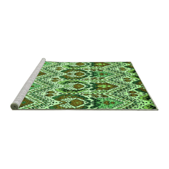 Sideview of Machine Washable Abstract Green Modern Area Rugs, wshabs341grn