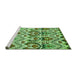 Sideview of Machine Washable Abstract Green Modern Area Rugs, wshabs341grn