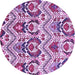 Round Machine Washable Abstract Purple Modern Area Rugs, wshabs341pur