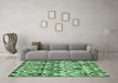 Machine Washable Abstract Emerald Green Modern Area Rugs in a Living Room,, wshabs341emgrn