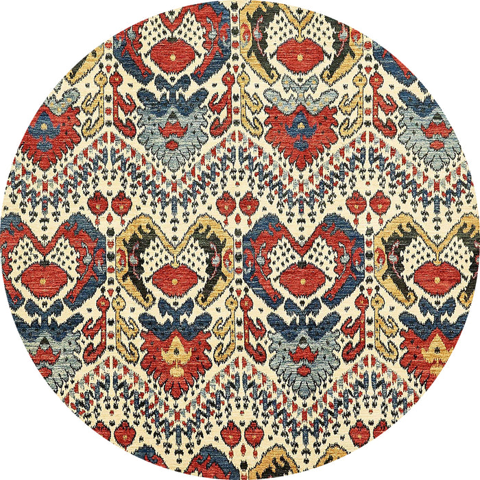 Round Machine Washable Abstract Red Brown Rug, wshabs341
