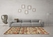 Machine Washable Abstract Brown Modern Rug in a Living Room,, wshabs341brn