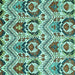 Square Machine Washable Abstract Turquoise Modern Area Rugs, wshabs341turq