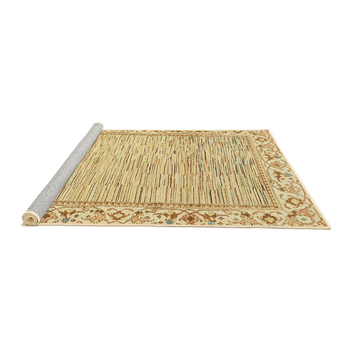 Sideview of Machine Washable Abstract Yellow Rug, wshabs3420