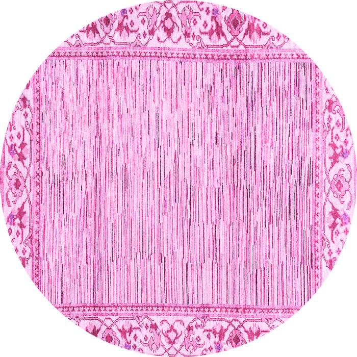 Round Abstract Pink Modern Rug, abs3420pnk