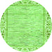 Round Machine Washable Abstract Green Modern Area Rugs, wshabs3420grn