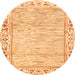 Round Machine Washable Abstract Orange Modern Area Rugs, wshabs3420org