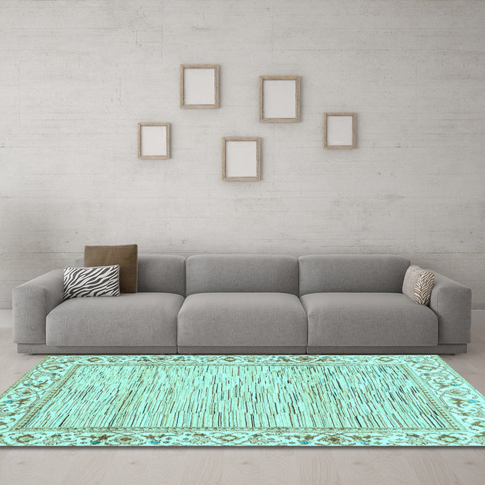 Machine Washable Abstract Light Blue Modern Rug in a Living Room, wshabs3420lblu