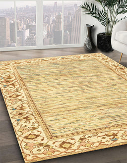 Abstract Yellow Modern Rug in Family Room, abs3420