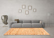 Machine Washable Abstract Orange Modern Area Rugs in a Living Room, wshabs3420org