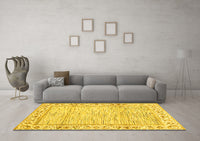 Machine Washable Abstract Yellow Modern Rug, wshabs3420yw