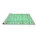 Sideview of Machine Washable Abstract Turquoise Modern Area Rugs, wshabs3420turq