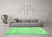 Machine Washable Abstract Emerald Green Modern Area Rugs in a Living Room,, wshabs3420emgrn