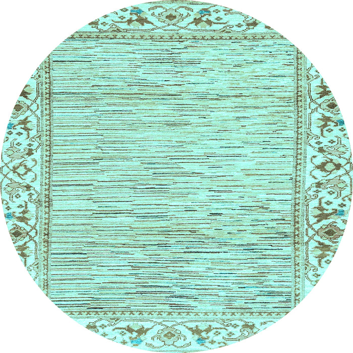 Round Machine Washable Abstract Light Blue Modern Rug, wshabs3420lblu