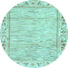 Round Machine Washable Abstract Light Blue Modern Rug, wshabs3420lblu