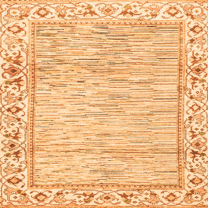 Square Machine Washable Abstract Orange Modern Area Rugs, wshabs3420org