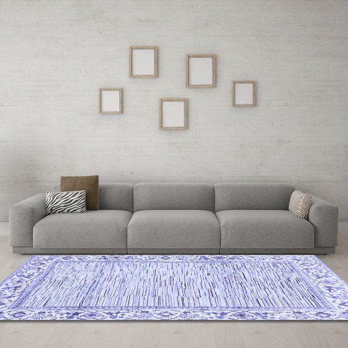 Machine Washable Abstract Blue Modern Rug in a Living Room, wshabs3420blu
