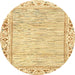 Round Machine Washable Abstract Yellow Rug, wshabs3420