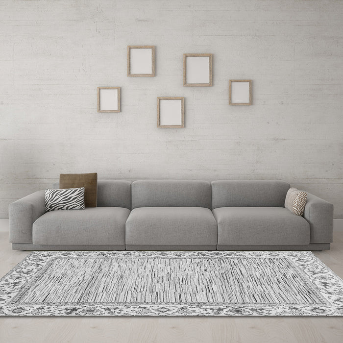 Machine Washable Abstract Gray Modern Rug in a Living Room,, wshabs3420gry