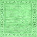 Square Machine Washable Abstract Emerald Green Modern Area Rugs, wshabs3420emgrn