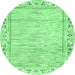 Round Abstract Emerald Green Modern Rug, abs3420emgrn