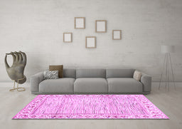 Machine Washable Abstract Purple Modern Area Rugs in a Living Room, wshabs3420pur