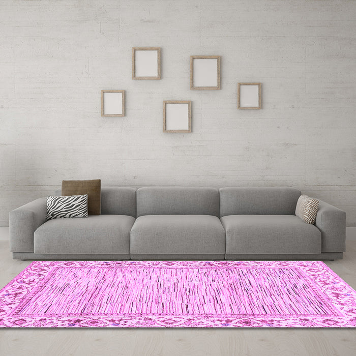 Machine Washable Abstract Purple Modern Area Rugs in a Living Room, wshabs3420pur