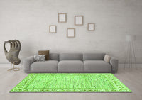 Machine Washable Abstract Green Modern Rug, wshabs3420grn