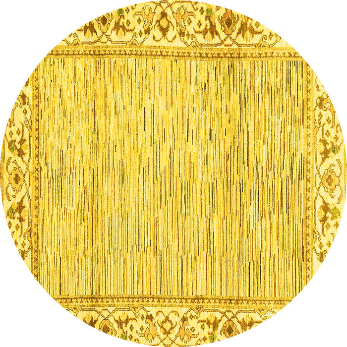 Round Abstract Yellow Modern Rug, abs3420yw