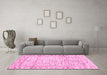 Machine Washable Abstract Pink Modern Rug in a Living Room, wshabs3420pnk