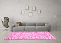 Machine Washable Abstract Pink Modern Rug, wshabs3420pnk