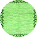 Round Abstract Green Modern Rug, abs3421grn
