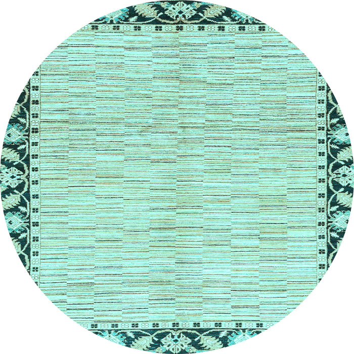 Round Abstract Light Blue Modern Rug, abs3421lblu