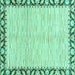 Square Machine Washable Abstract Turquoise Modern Area Rugs, wshabs3421turq