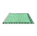 Sideview of Machine Washable Abstract Turquoise Modern Area Rugs, wshabs3421turq