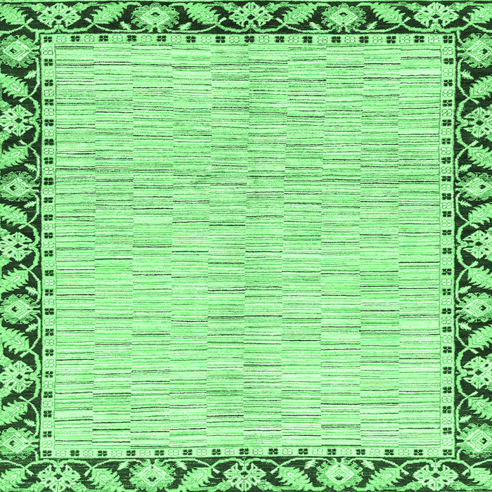 Square Machine Washable Abstract Emerald Green Modern Area Rugs, wshabs3421emgrn