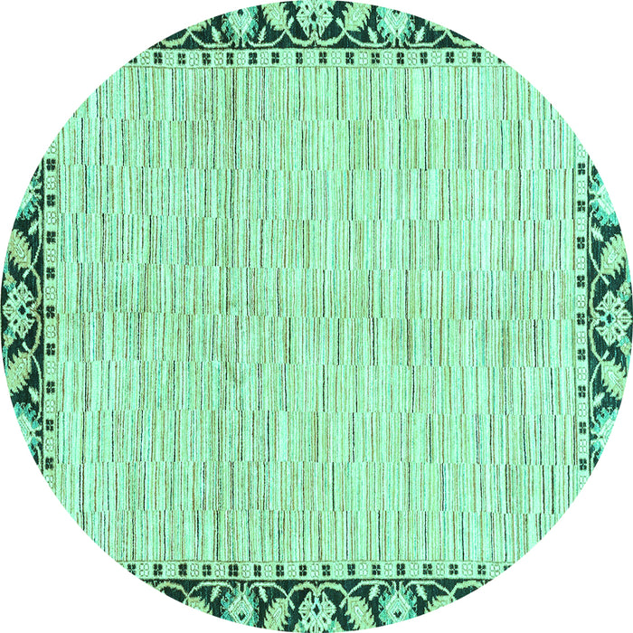Round Machine Washable Abstract Turquoise Modern Area Rugs, wshabs3421turq