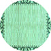 Round Machine Washable Abstract Turquoise Modern Area Rugs, wshabs3421turq