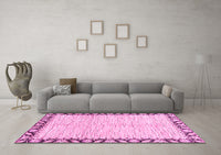 Machine Washable Abstract Pink Modern Rug, wshabs3421pnk