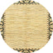 Round Abstract Cinnamon Brown Modern Rug, abs3421