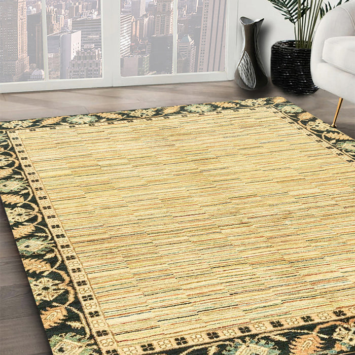 Abstract Cinnamon Brown Modern Rug in Family Room, abs3421