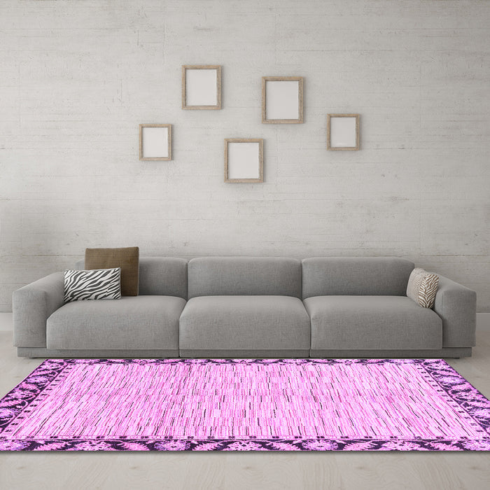 Machine Washable Abstract Purple Modern Area Rugs in a Living Room, wshabs3421pur
