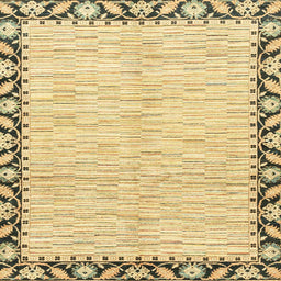 Square Abstract Cinnamon Brown Modern Rug, abs3421