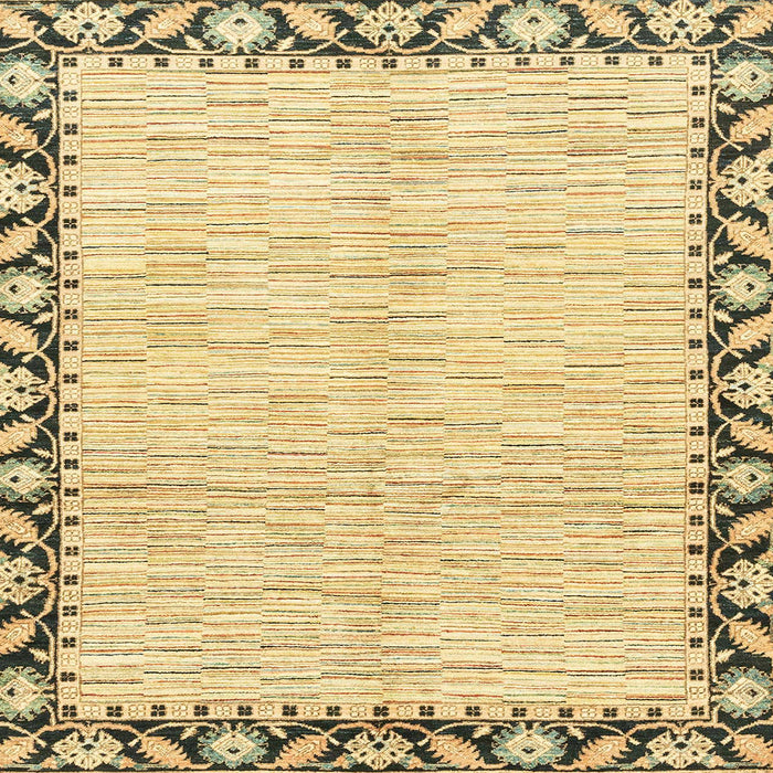 Square Abstract Cinnamon Brown Modern Rug, abs3421