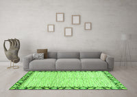 Machine Washable Abstract Green Modern Rug, wshabs3421grn